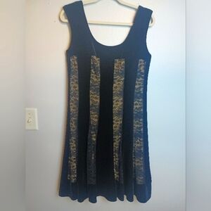Connected Apparel Black Velvet Lace Cocktail Dress Size 14 Petite